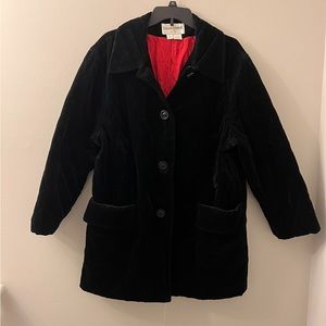 Vintage Deborah Stewart Black Quilted Velour Winter Coat Size 12